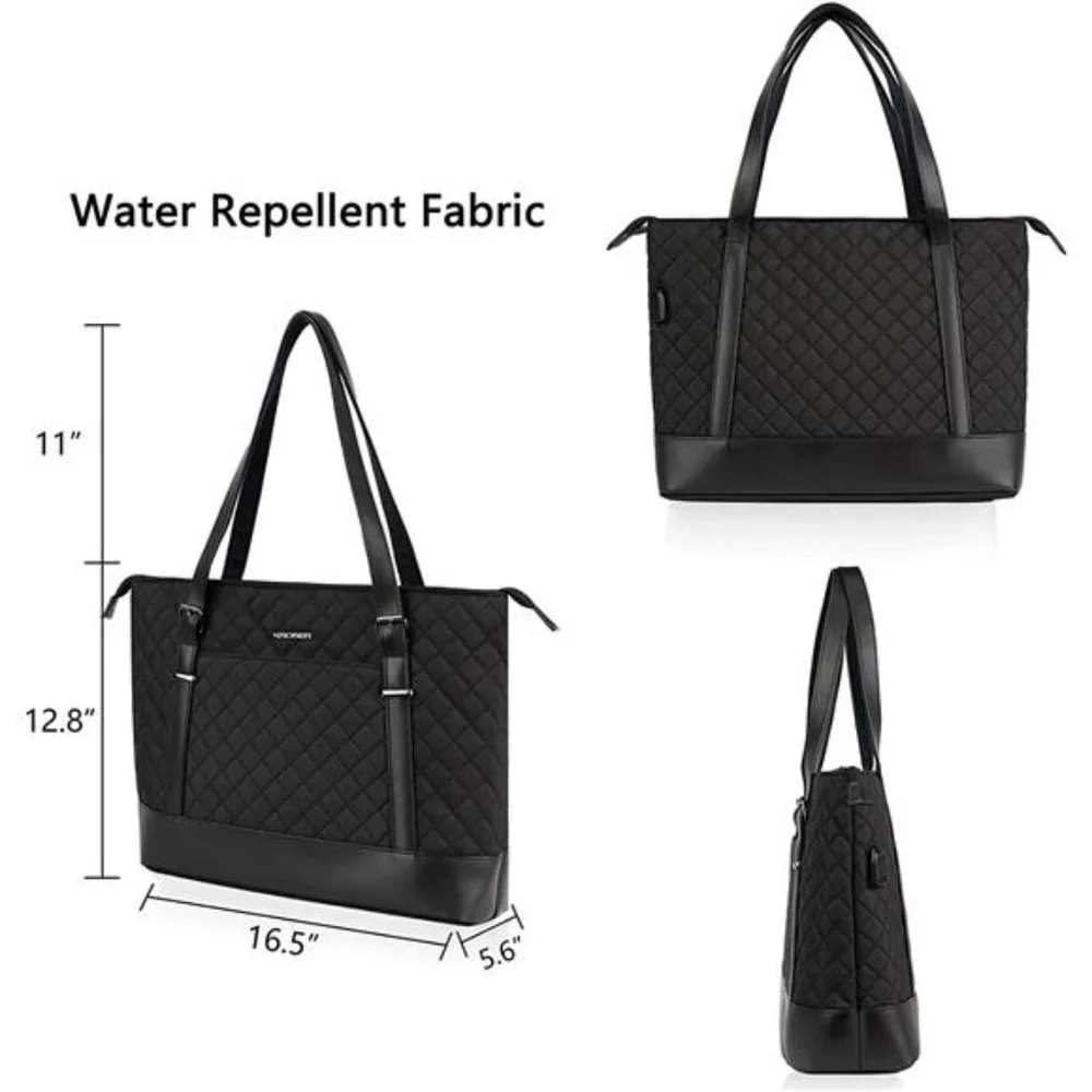 Women's Laptop Tote Bag with USB Port, Large Work Tote Bag Shoulder Bag